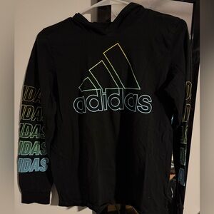 Adidas Black Hooded Long Sleeve with Multicolor Logo